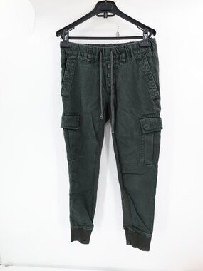 James Perse Pants Womens 0 Cotton Linen Cargo Joggers Utility Drawstring Green